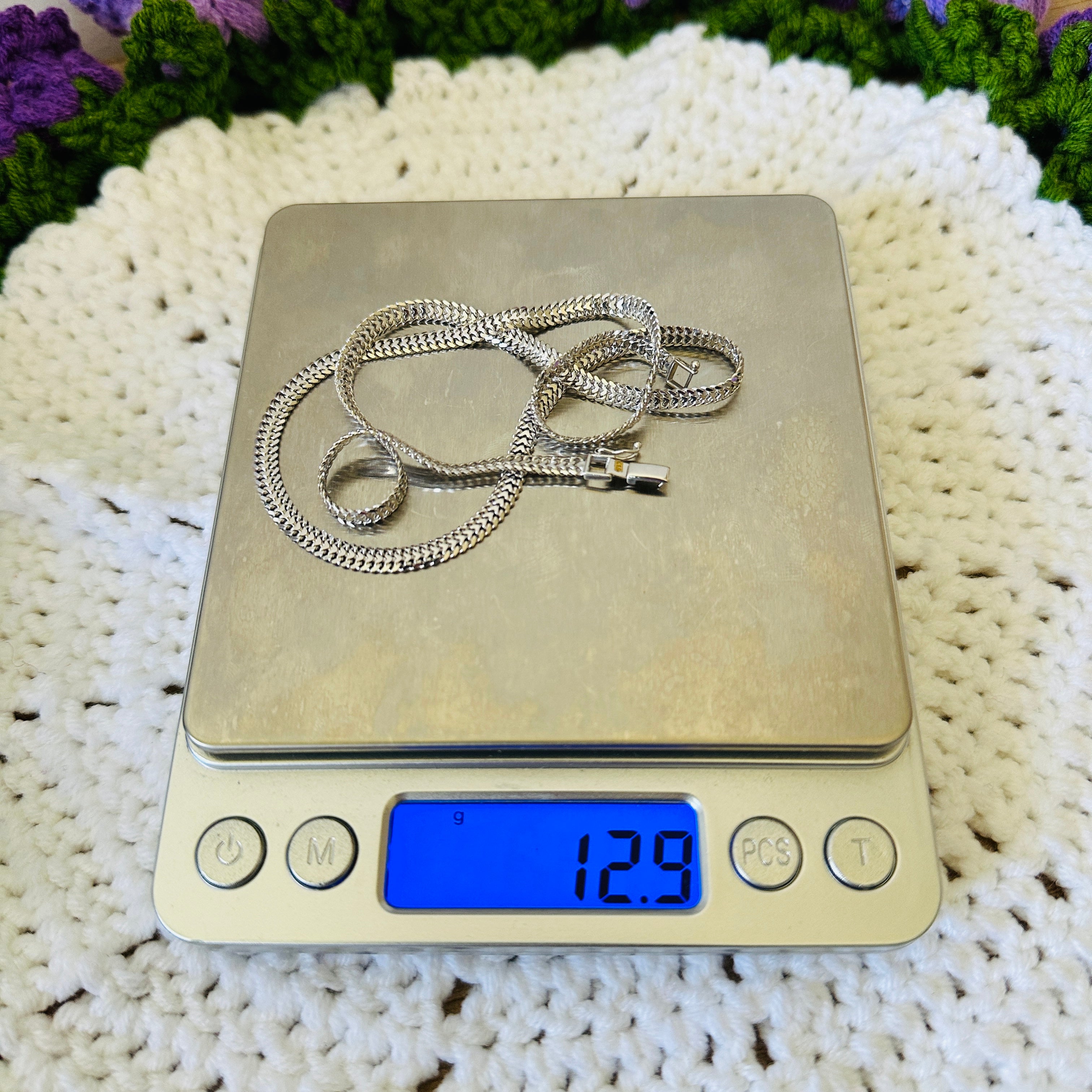 K18 Japan Gold - Heart Bizmark Necklace in White Gold Settings (12.9g) size 18inches