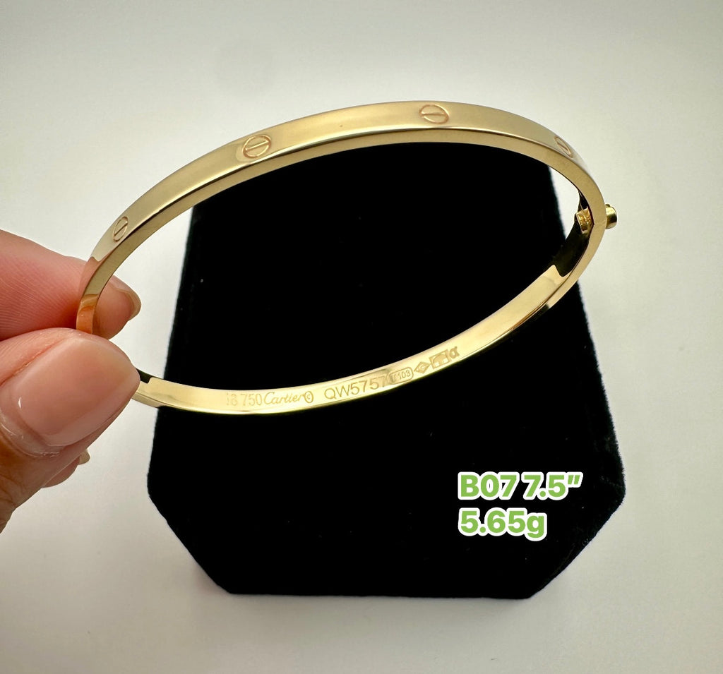 18k Gold - Cartier Inspired Bangle Screw Type in Yellow Gold Settings (5.65g) 17cm