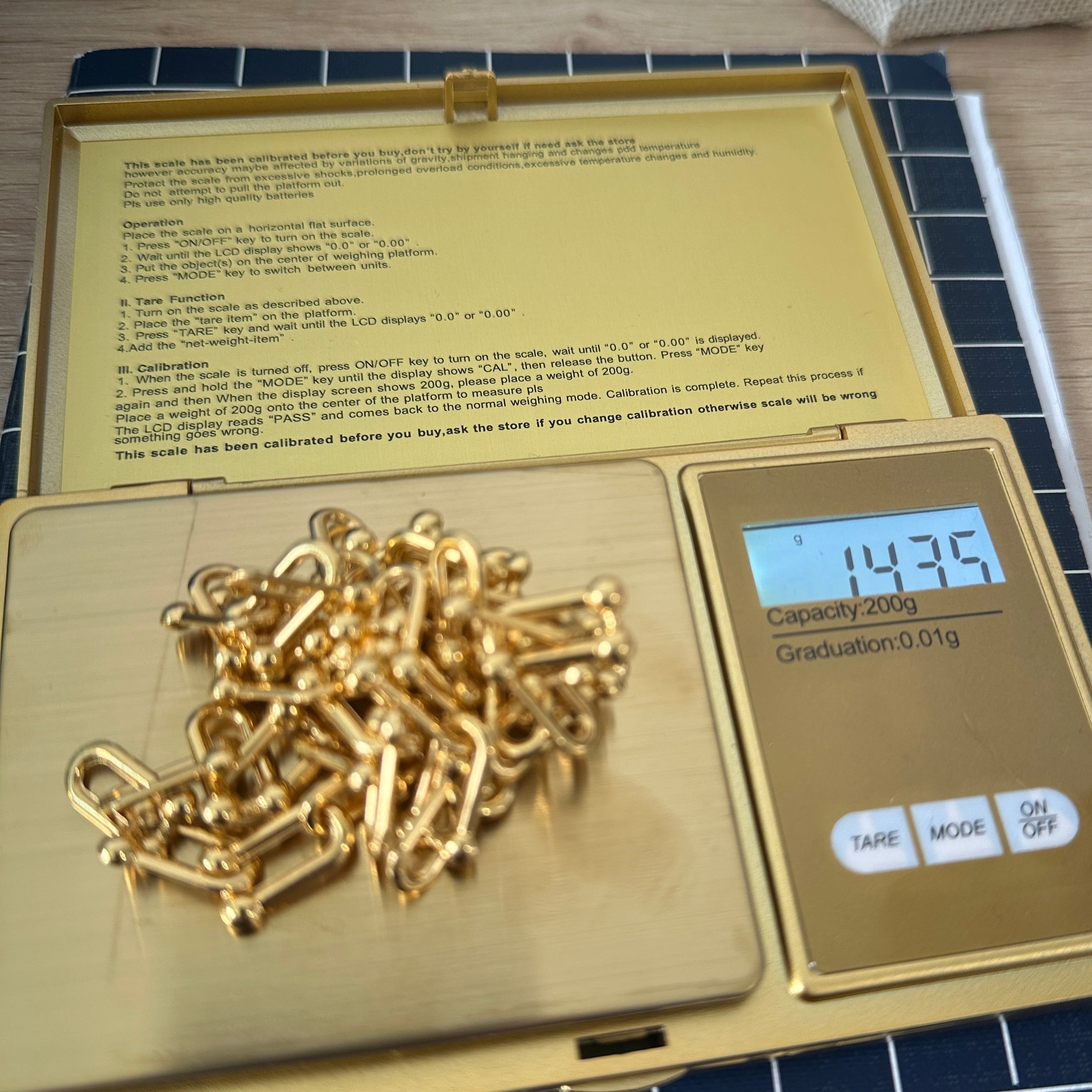 18k Gold - Hardware Necklace in Yellow Gold Settings (14.35g)