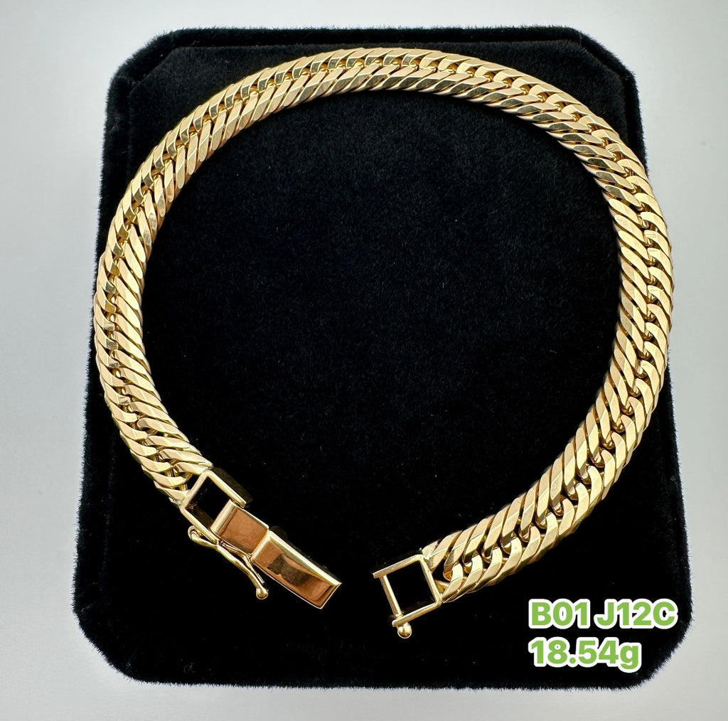 K18 Japan Gold - 12 Cut Bracelet in Yellow Gold Settings (18.54g) 17.5cm