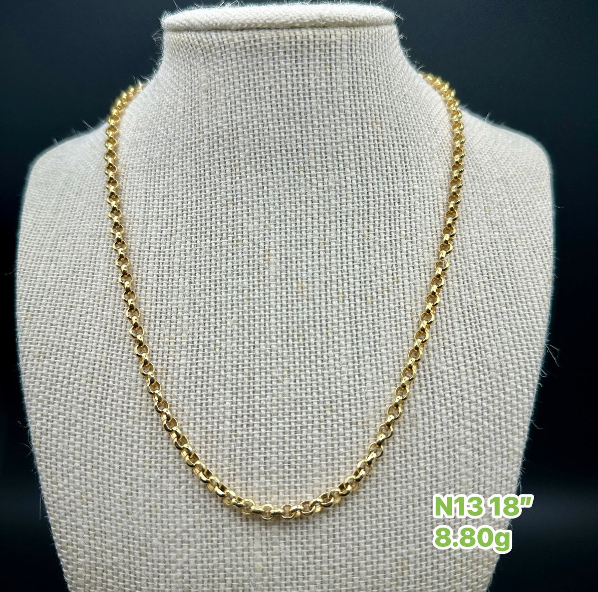 18k Gold - Necklace in Yellow Gold   Settings (8.80g) size 18inches